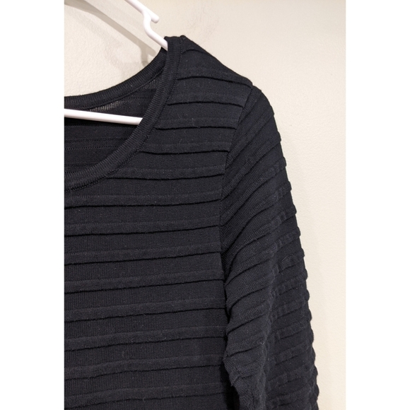 Peruvian Connection 100% Pima Cotton Black Rippled Bodycon Dress - Picture 3 of 5